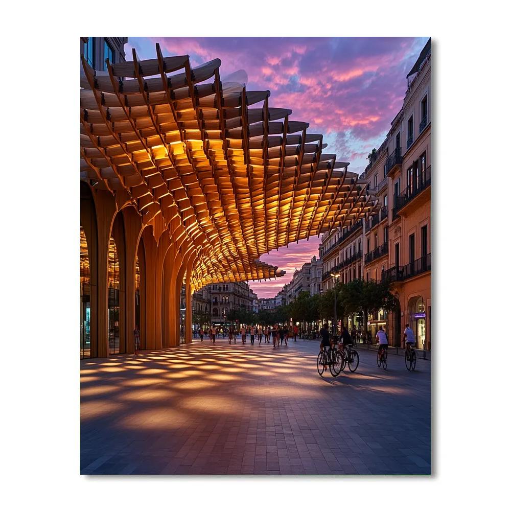 Metropol Parasol Sunset Seville Spain DIY paint by numbers