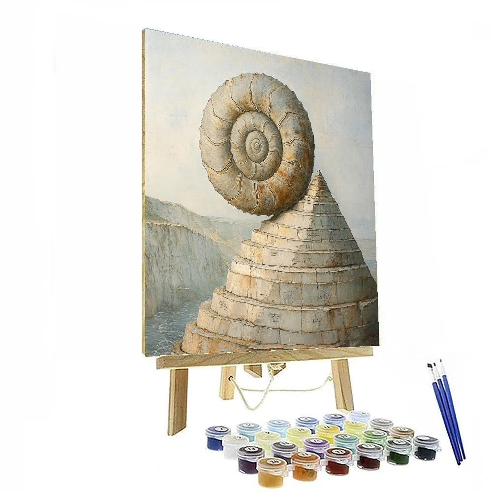 Leonardo Da Vinci Inspired Fossil Spiral And River Sediment paint by numbers