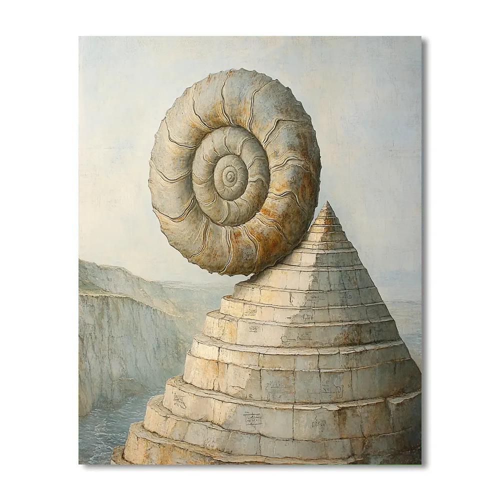 Leonardo Da Vinci Inspired Fossil Spiral And River Sediment paint by numbers