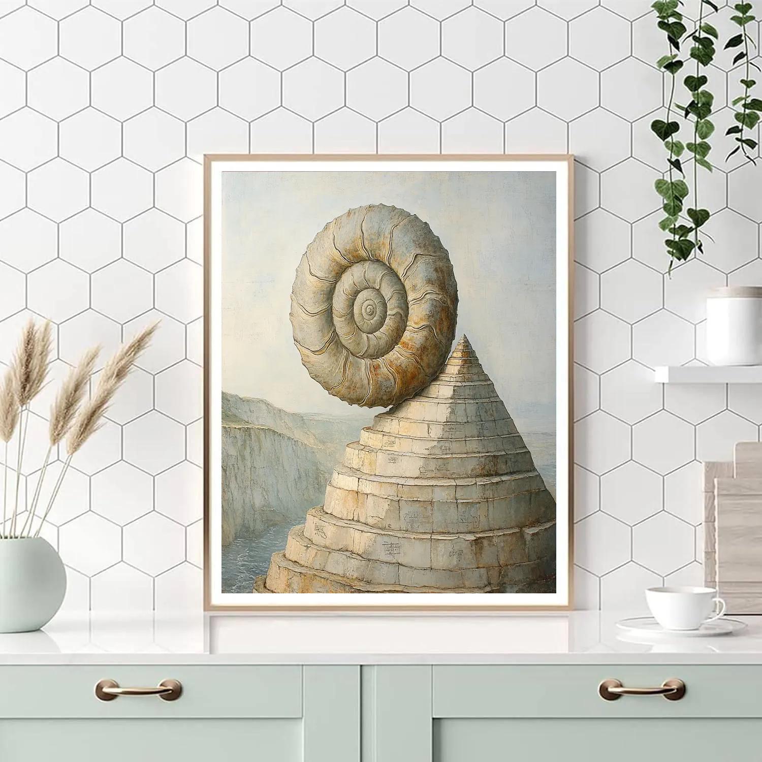 Leonardo Da Vinci Inspired Fossil Spiral And River Sediment paint by numbers