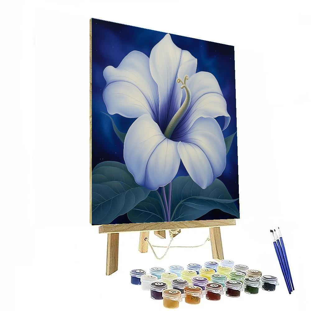 Georgia O’Keeffe Inspired Moonlit Datura Trumpet In Indigo Bloom Paint by numbers art