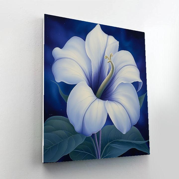 Georgia O’Keeffe Inspired Moonlit Datura Trumpet In Indigo Bloom Paint by numbers art