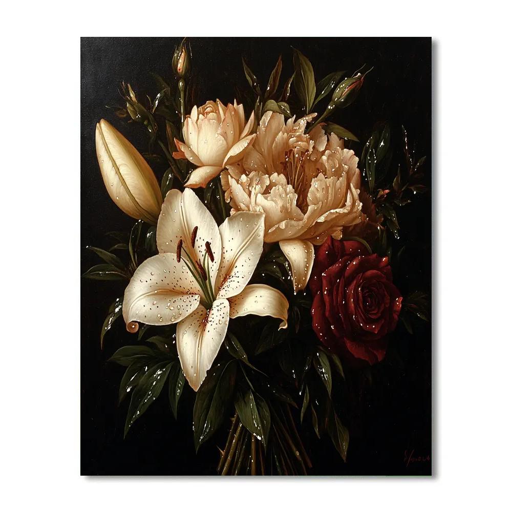 Caravaggio Inspired Nebula Dew And Wilt Bouquet Paint by numbers art