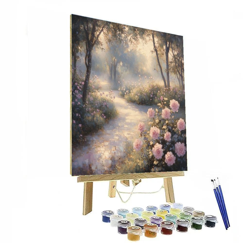 Monet Inspired Sunrise Garden With Roses Paint by numbers art
