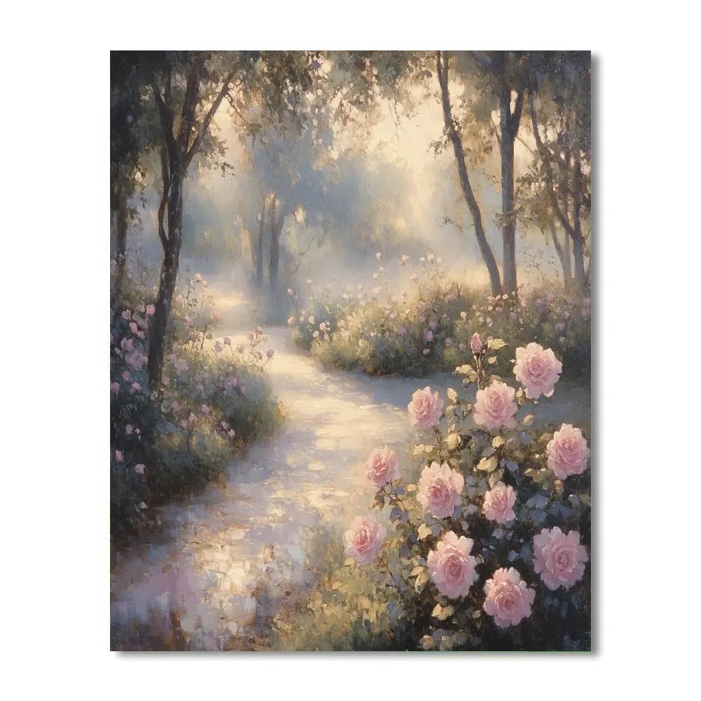 Monet Inspired Sunrise Garden With Roses Paint by numbers art