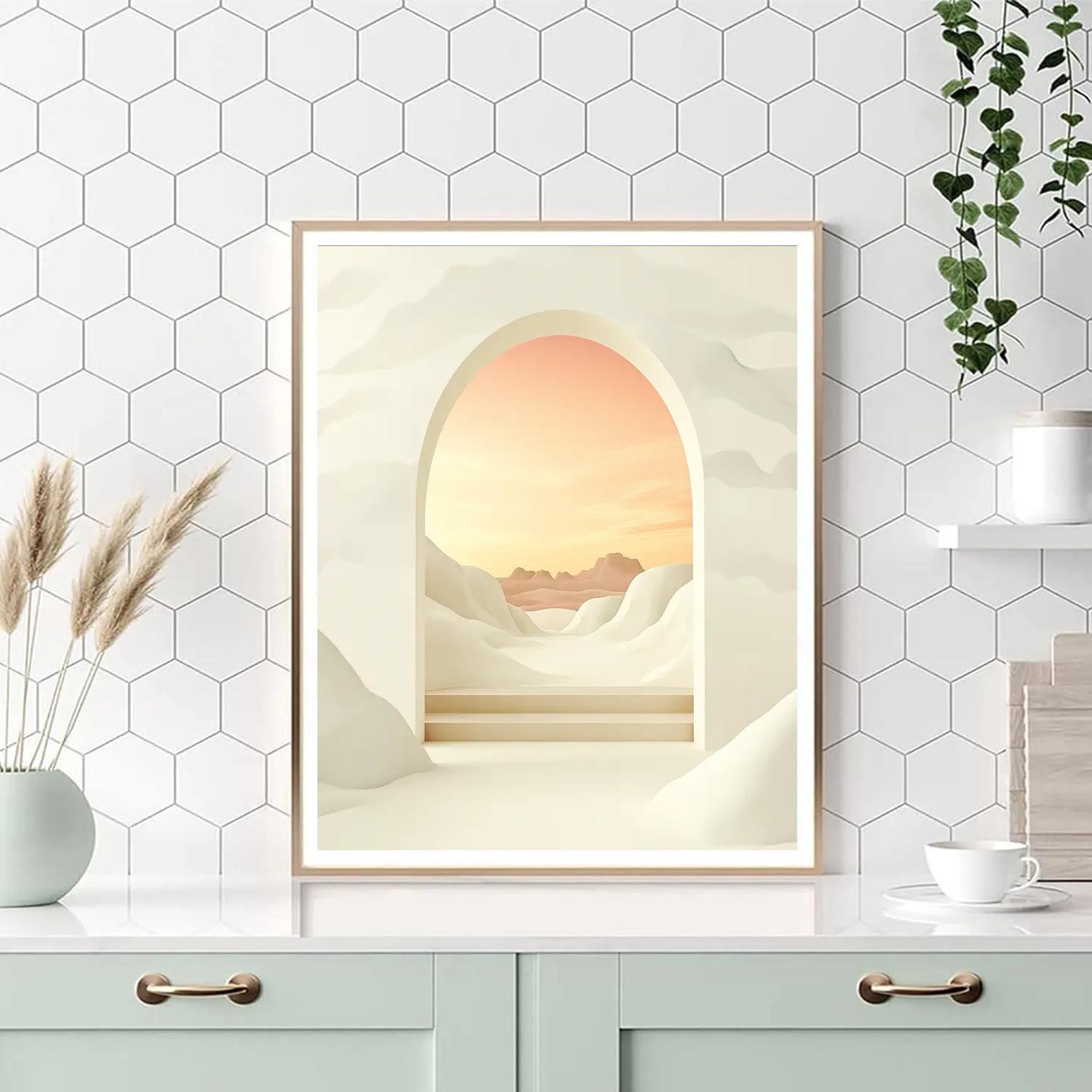 Georgia O’Keeffe Inspired Sunlit Bone Arch Over Coral Mesa Sky Painting by numbers kit