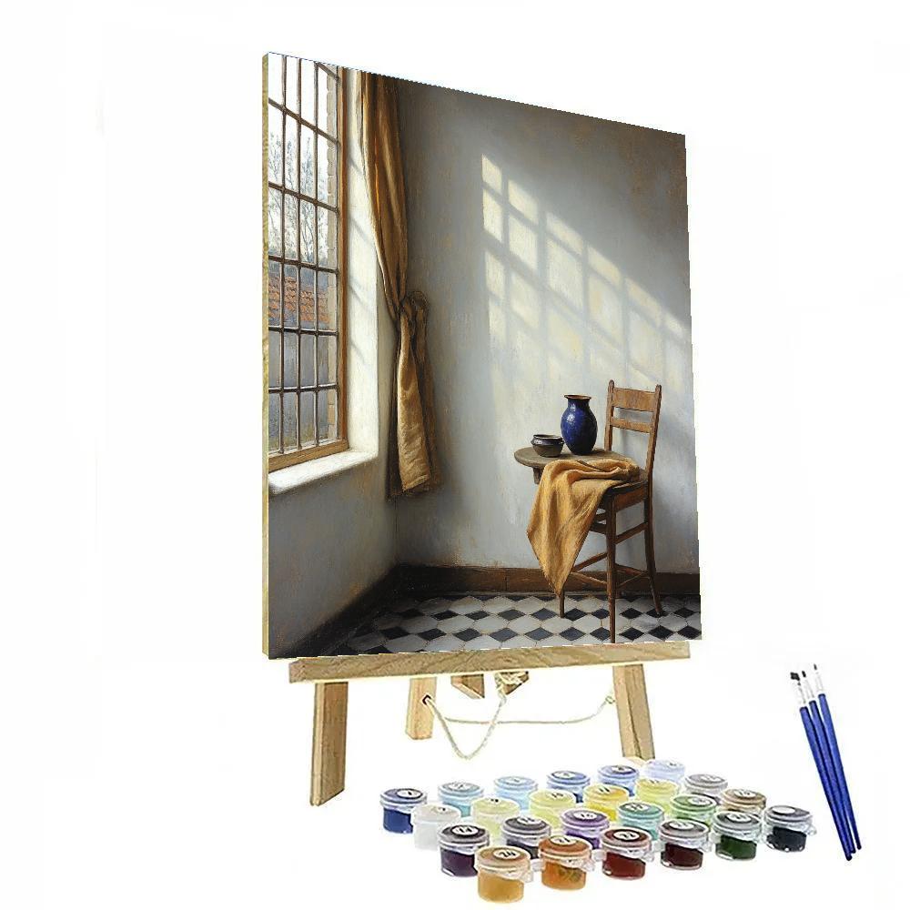 Johannes Vermeer Inspired Delft Window Light On Tiled Floor paint by color