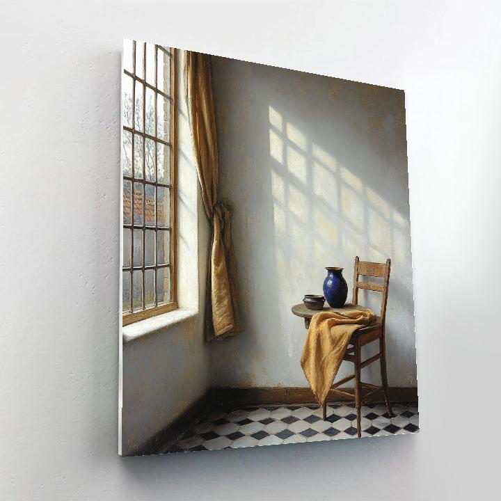 Johannes Vermeer Inspired Delft Window Light On Tiled Floor paint by color