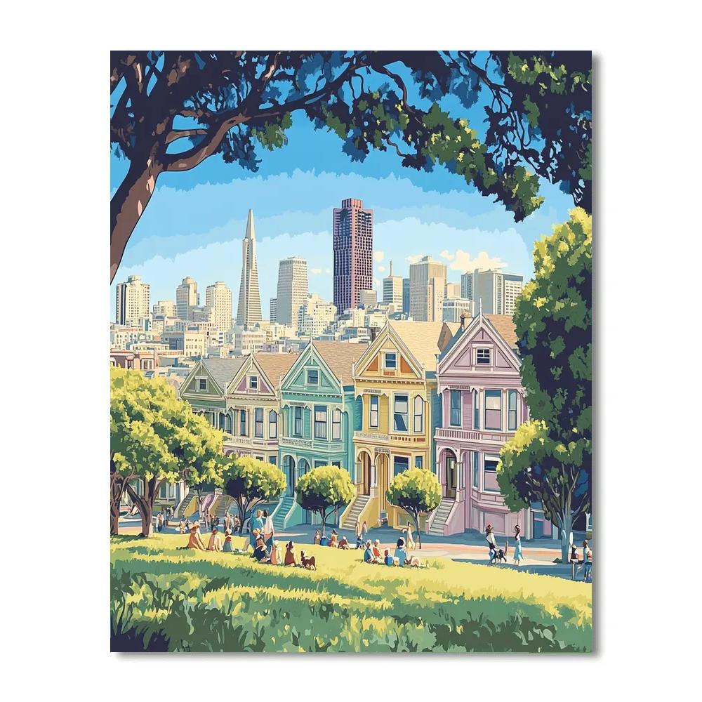 Painted Ladies Viewpoint Alamo Square San Francisco United States Paint by numbers art