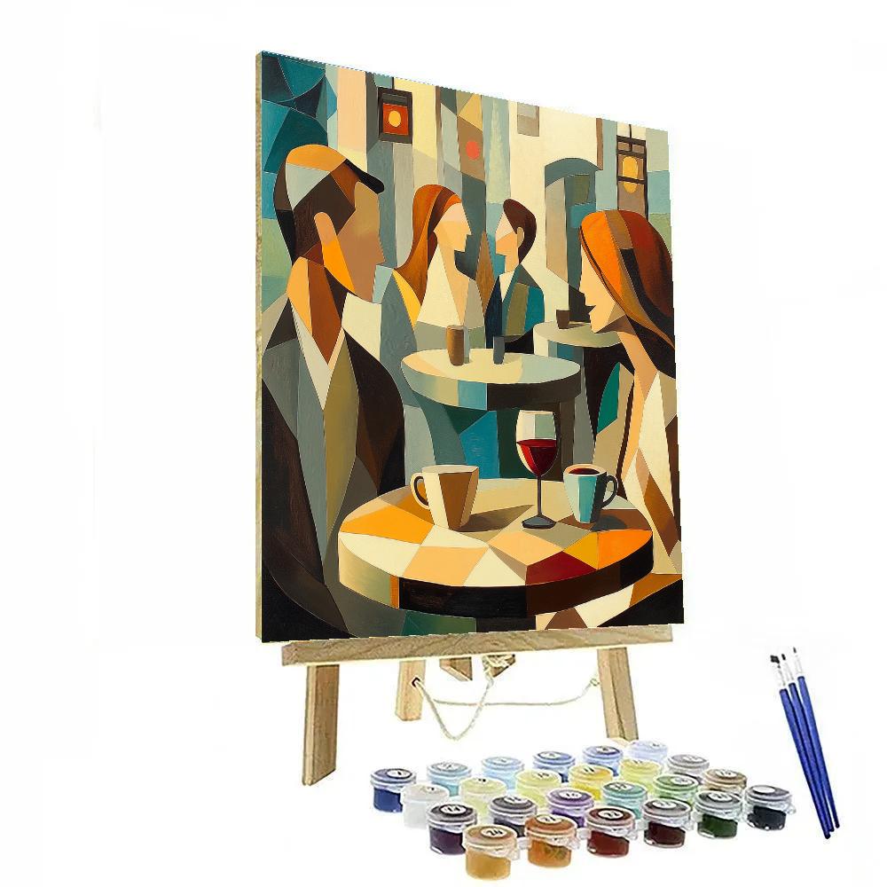 Picasso Inspired Abstract Cafe Friends Numbered painting kits