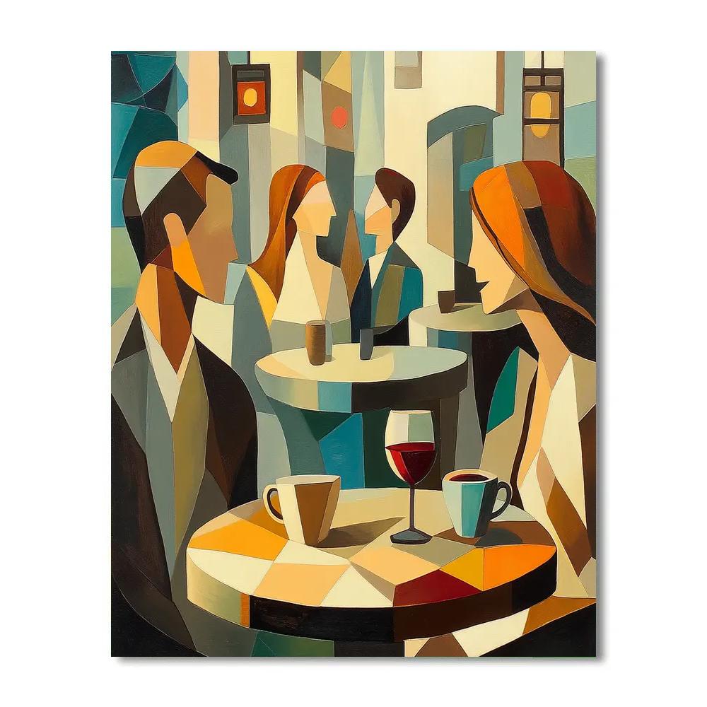 Picasso Inspired Abstract Cafe Friends Numbered painting kits