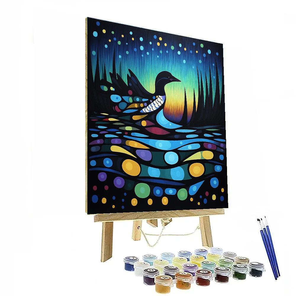Norval Morrisseau Inspired Aurora Loon Of The Star River Number painting