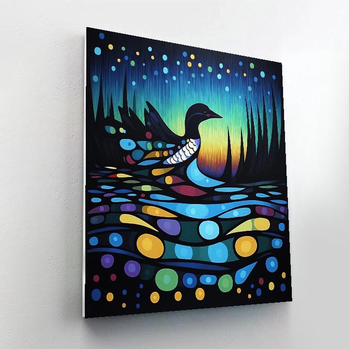 Norval Morrisseau Inspired Aurora Loon Of The Star River Number painting