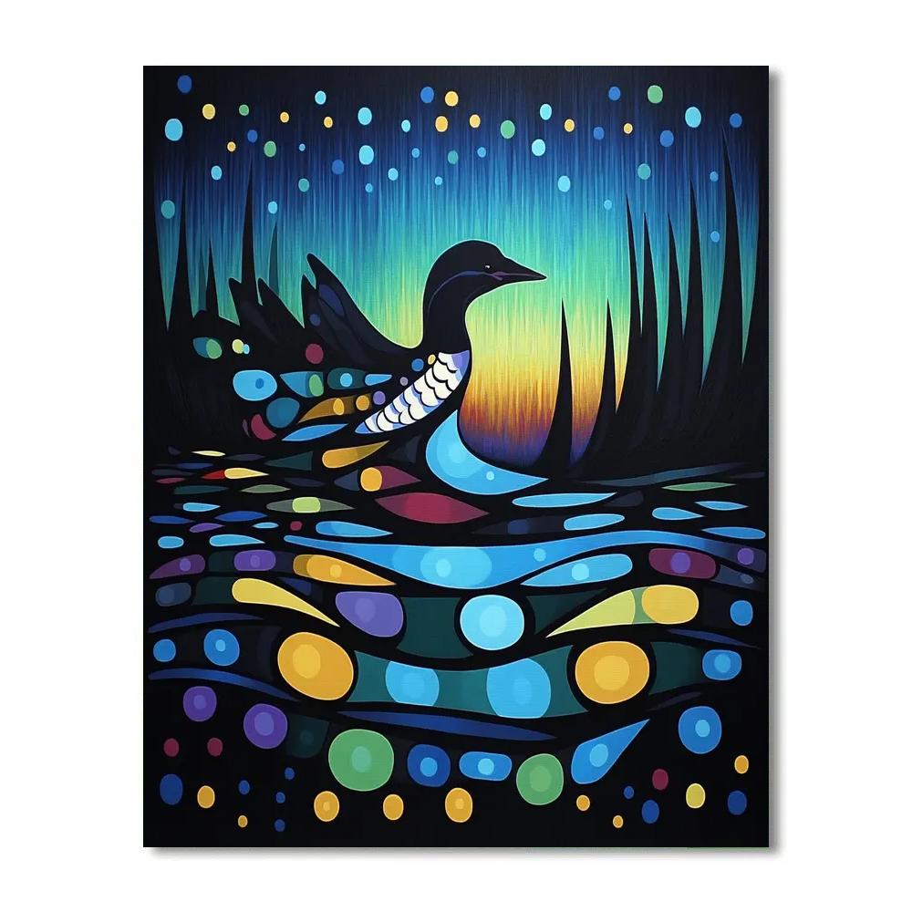 Norval Morrisseau Inspired Aurora Loon Of The Star River Number painting