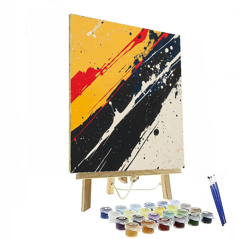 Jackson Pollock Inspired Monsoon Pulse Over Ochre Ground Paint by numbers art