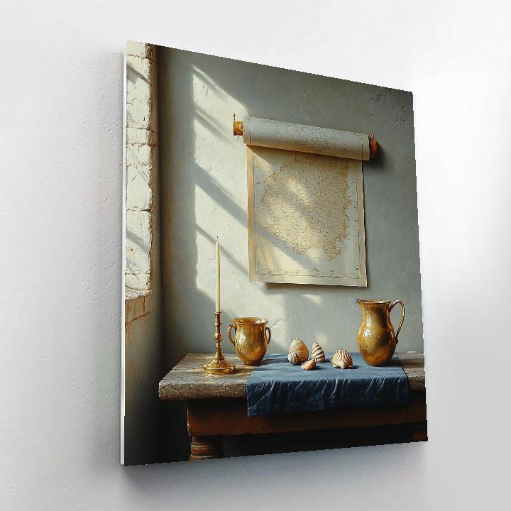 Johannes Vermeer Inspired Still Life With Map And Brass Candleholder painting number kit