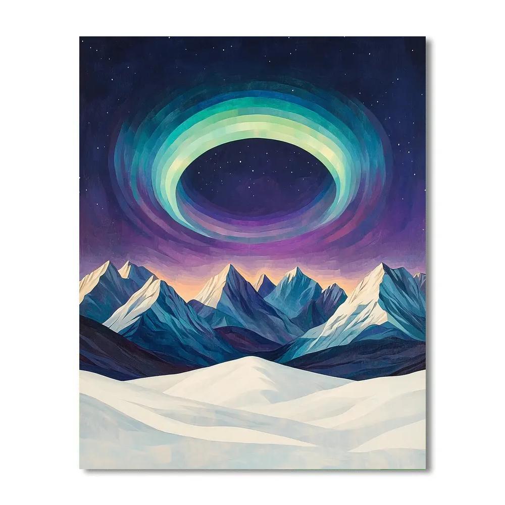 Lawren Harris Inspired Aurora Halo Over Silent Northern Peaks Paint by numbers kits