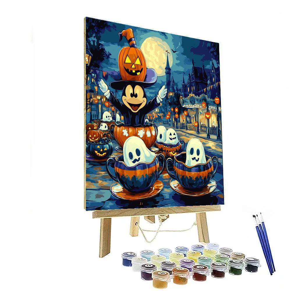 Haunted Teacup Carousel At Midnight Parade Painting by numbers kit