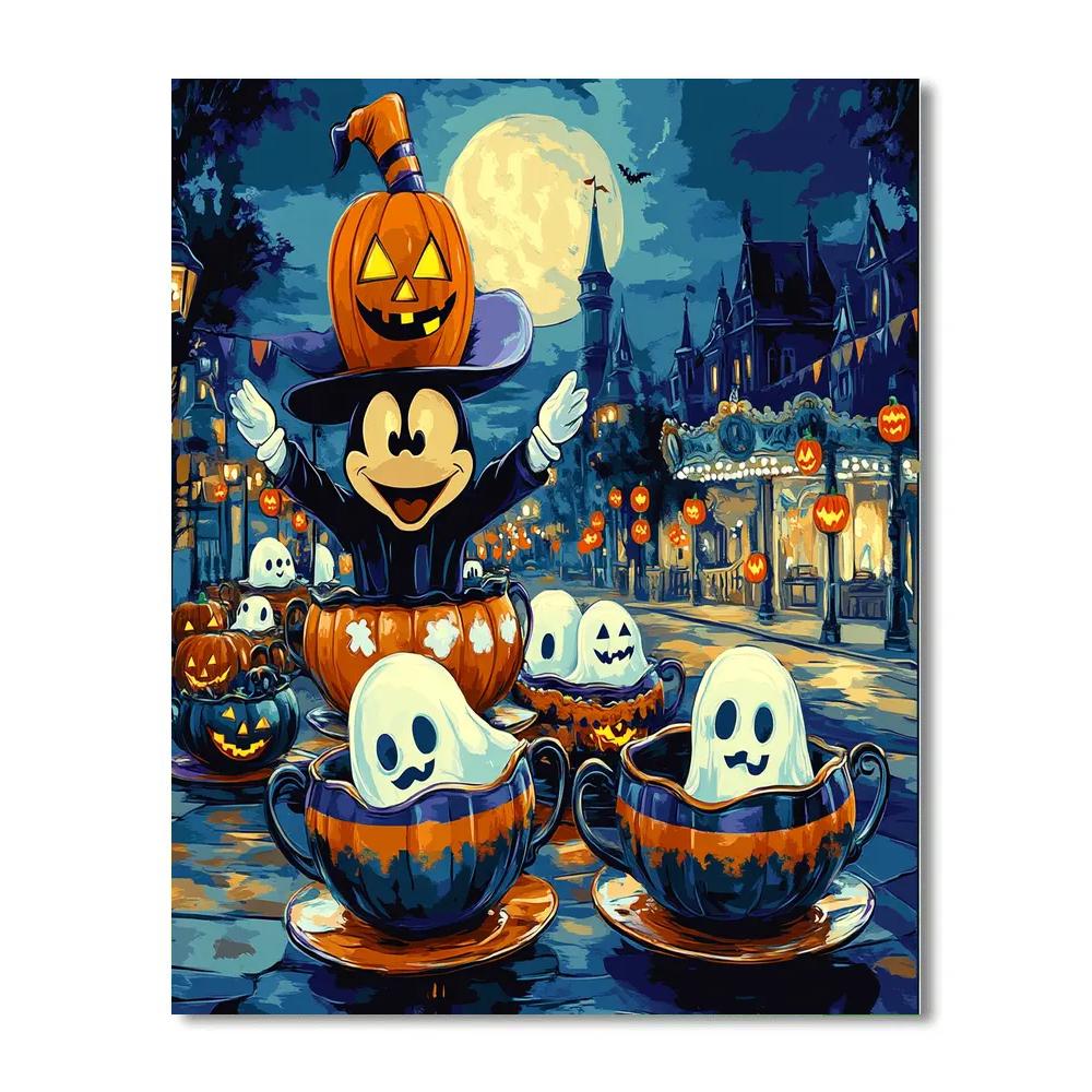 Haunted Teacup Carousel At Midnight Parade Painting by numbers kit