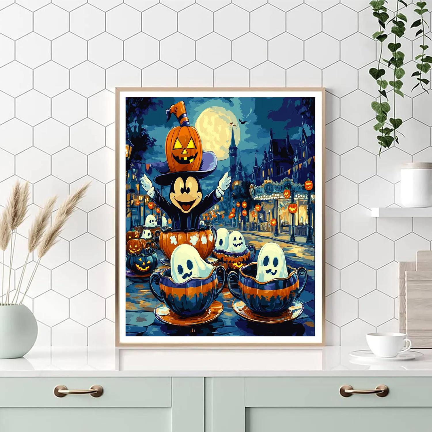 Haunted Teacup Carousel At Midnight Parade Painting by numbers kit