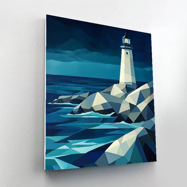 Pablo Picasso Inspired Cubist Lighthouse Coast Abstraction Numbered painting kits
