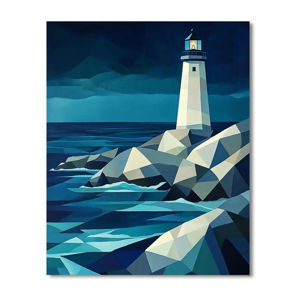 Pablo Picasso Inspired Cubist Lighthouse Coast Abstraction Numbered painting kits