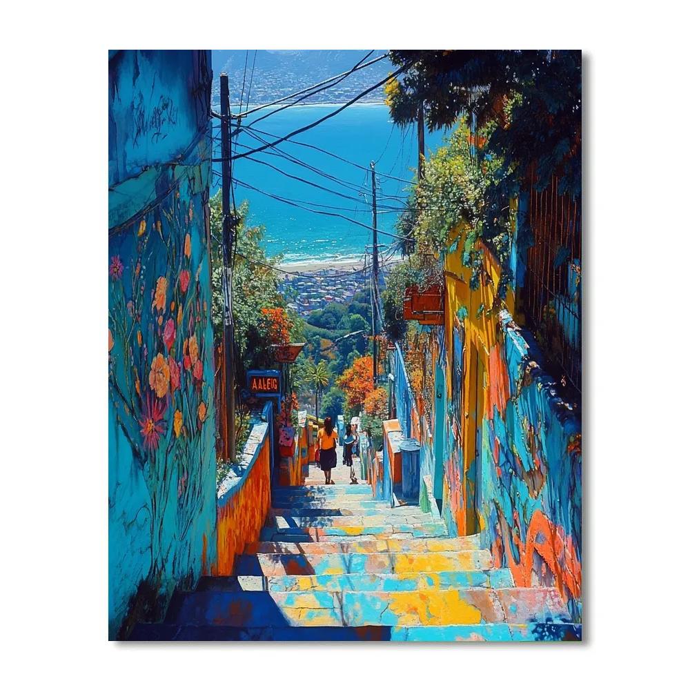 Valparaiso Cerro Alegre Street Art Chile Painting by numbers kit
