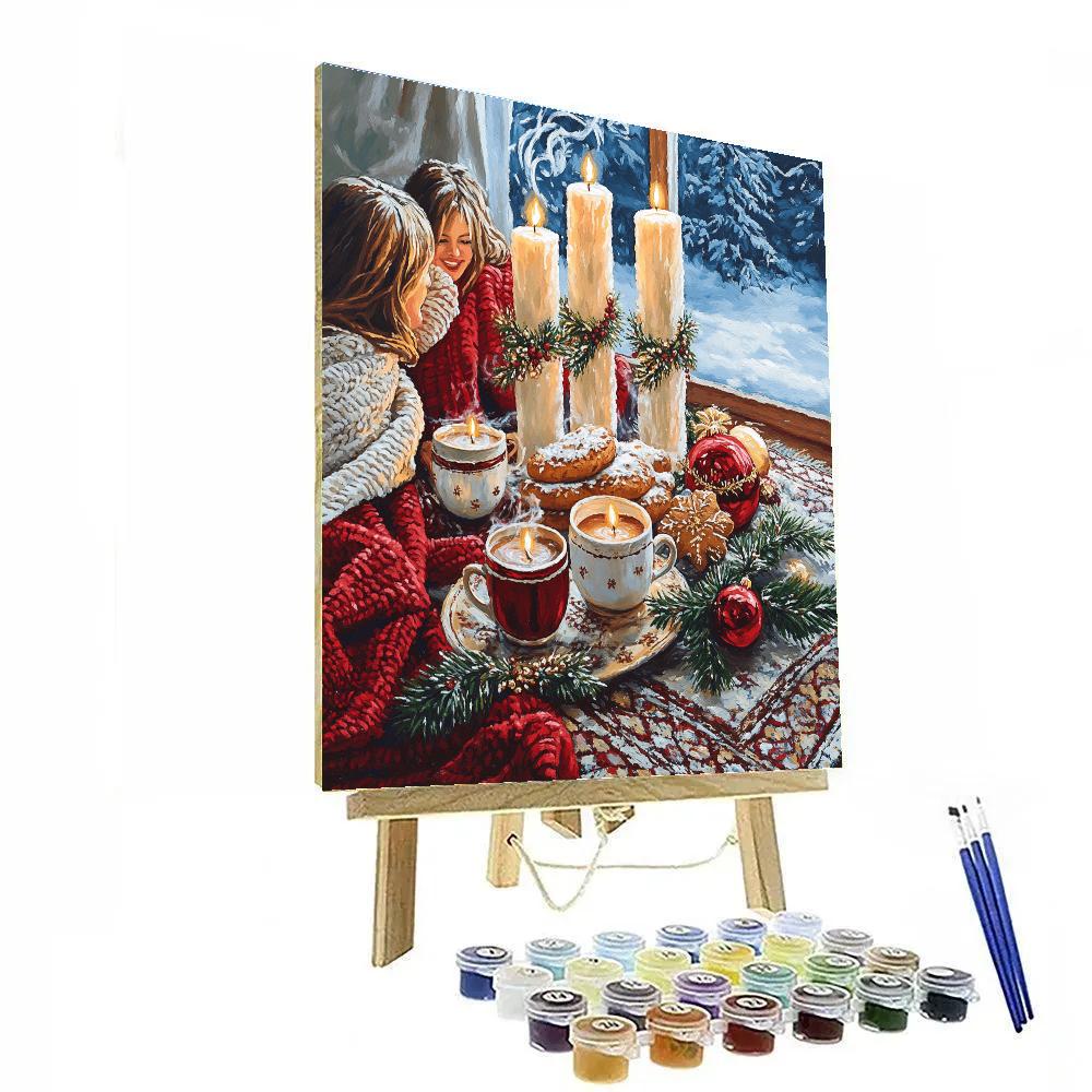 Candles And Cocoa Circle painting number kit