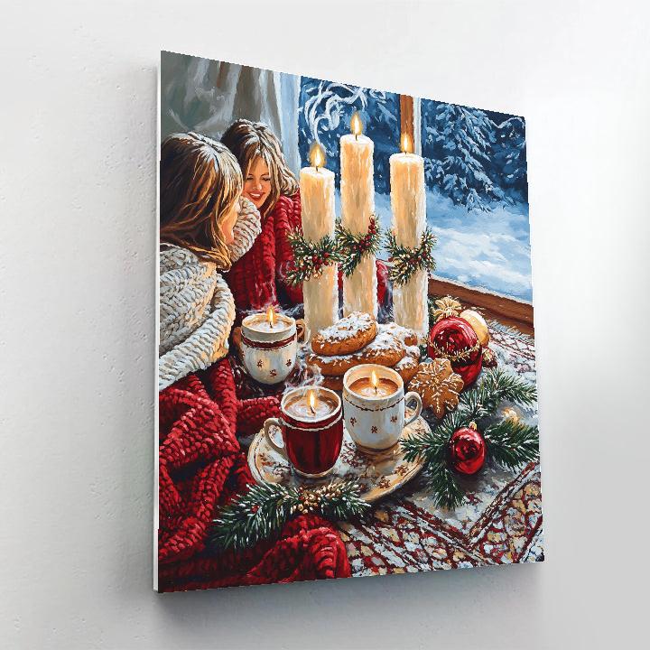 Candles And Cocoa Circle painting number kit