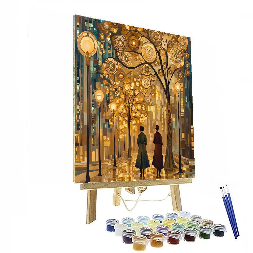 Gustav Klimt Inspired Golden Citylights Boulevard DIY paint by numbers