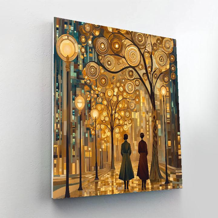 Gustav Klimt Inspired Golden Citylights Boulevard DIY paint by numbers