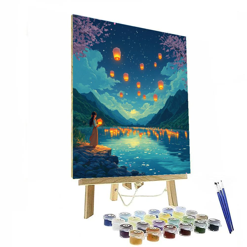 Mulan Lanterns Over The Star Lake Paint by numbers kits