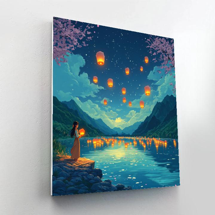 Mulan Lanterns Over The Star Lake Paint by numbers kits