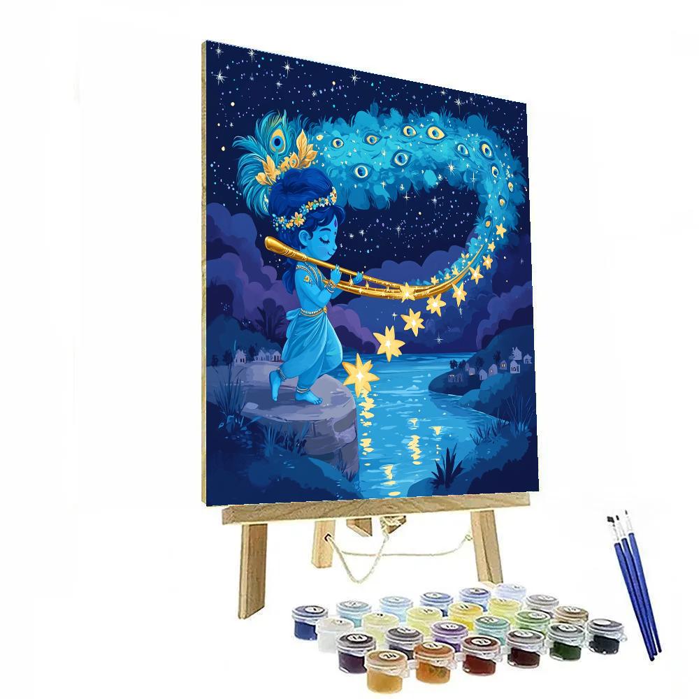 Krishna And The Constellation Flute Bridge Paint by numbers art