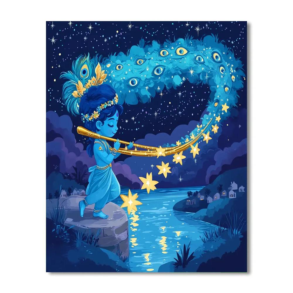 Krishna And The Constellation Flute Bridge Paint by numbers art