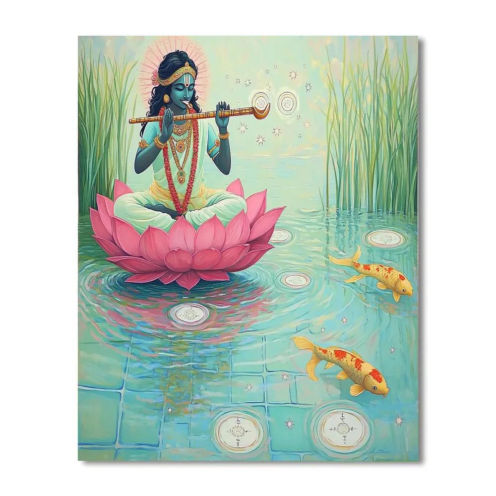 Krishna In The Time Dilation Lotus Pond DIY paint by numbers