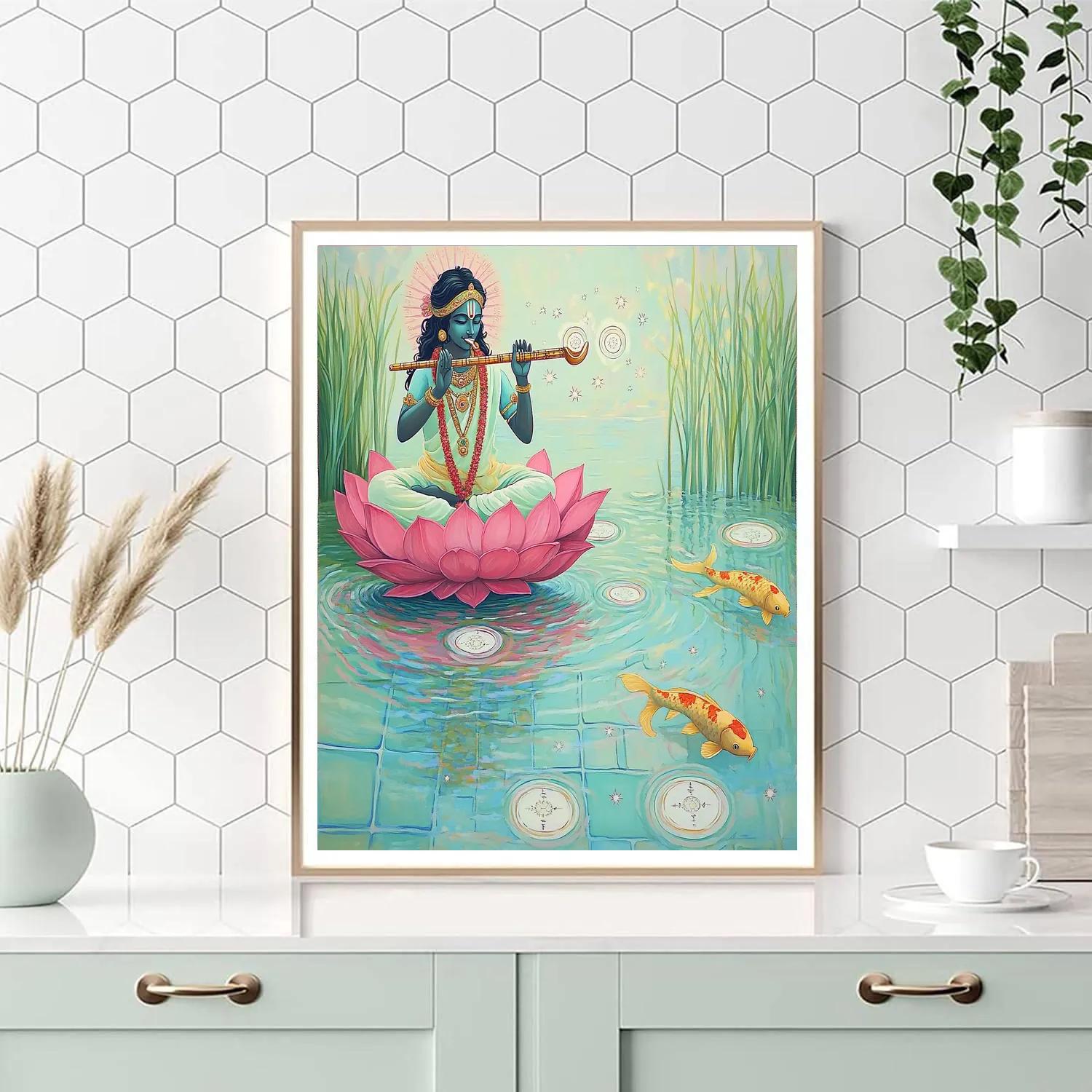 Krishna In The Time Dilation Lotus Pond DIY paint by numbers