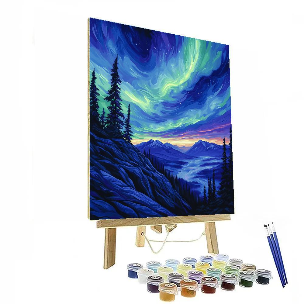 Frederick Varley Inspired Aurora Over Ironstone Ridge paint by color