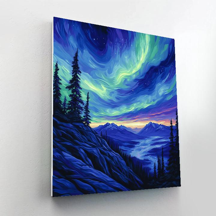 Frederick Varley Inspired Aurora Over Ironstone Ridge paint by color