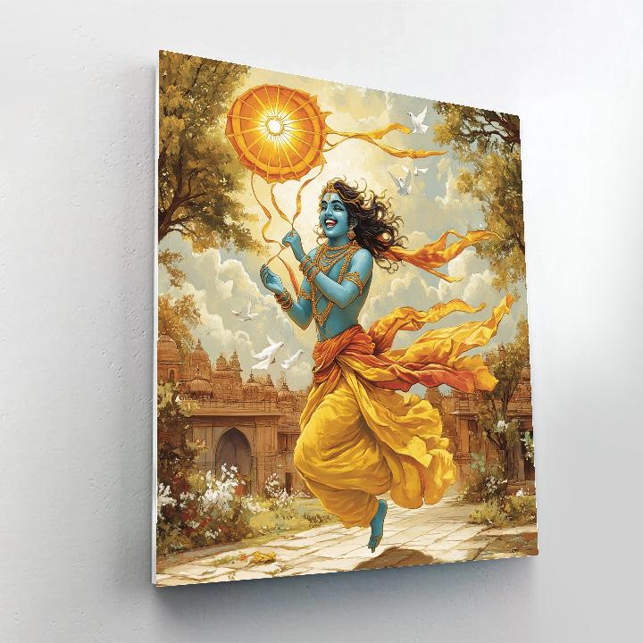 Krishna And The Solar Kite Of Vrindavan Sky Paint by numbers kits