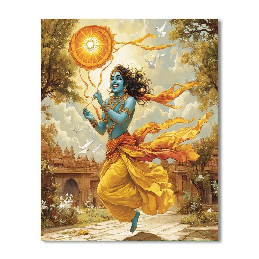 Krishna And The Solar Kite Of Vrindavan Sky Paint by numbers kits