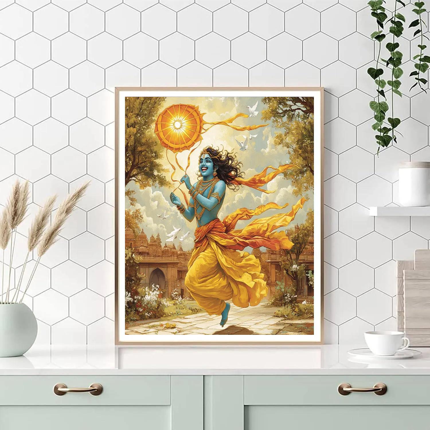 Krishna And The Solar Kite Of Vrindavan Sky Paint by numbers kits