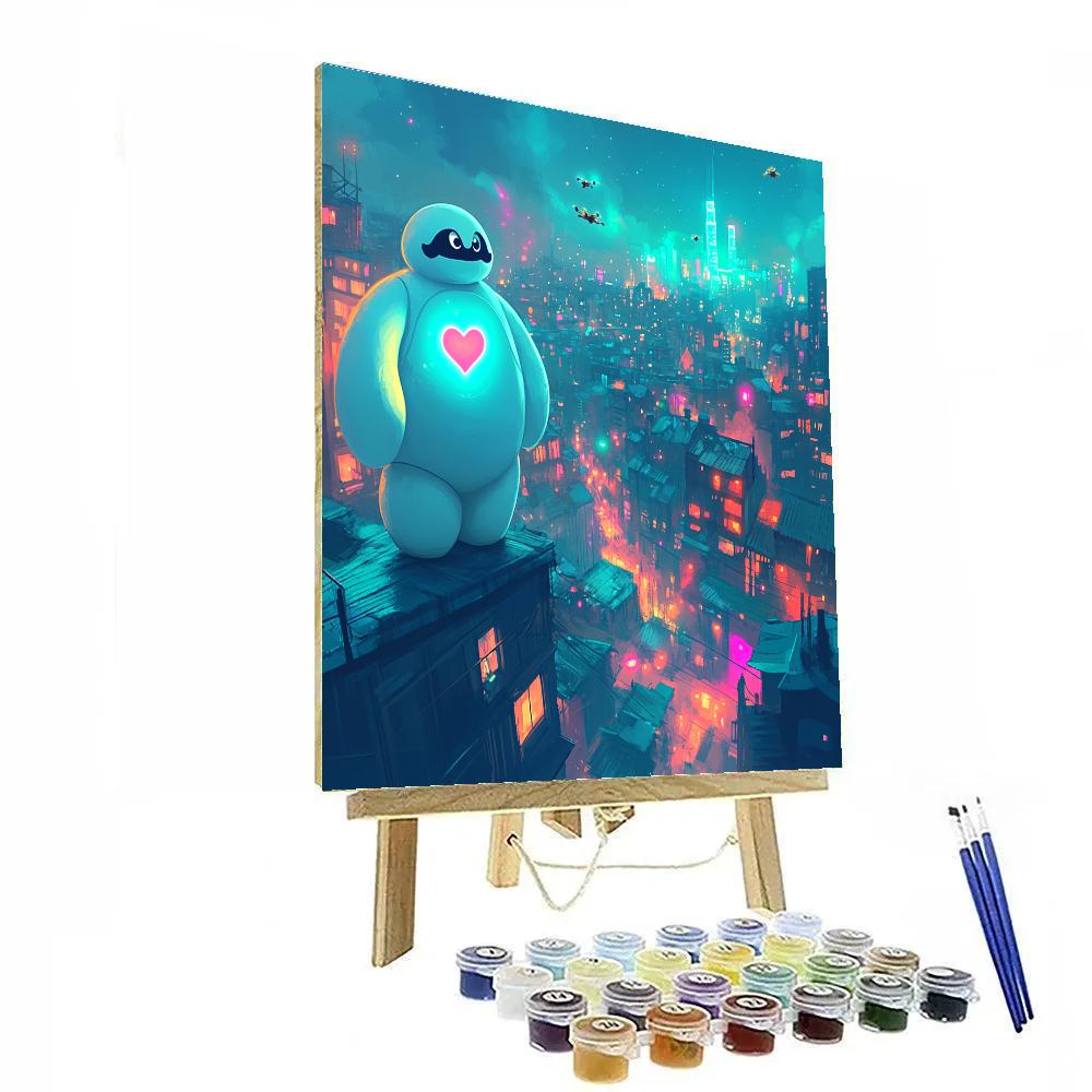 Baymax Neon City Night Patrol Painting by numbers kit