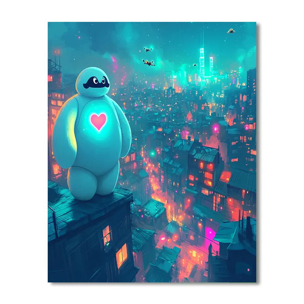 Baymax Neon City Night Patrol Painting by numbers kit