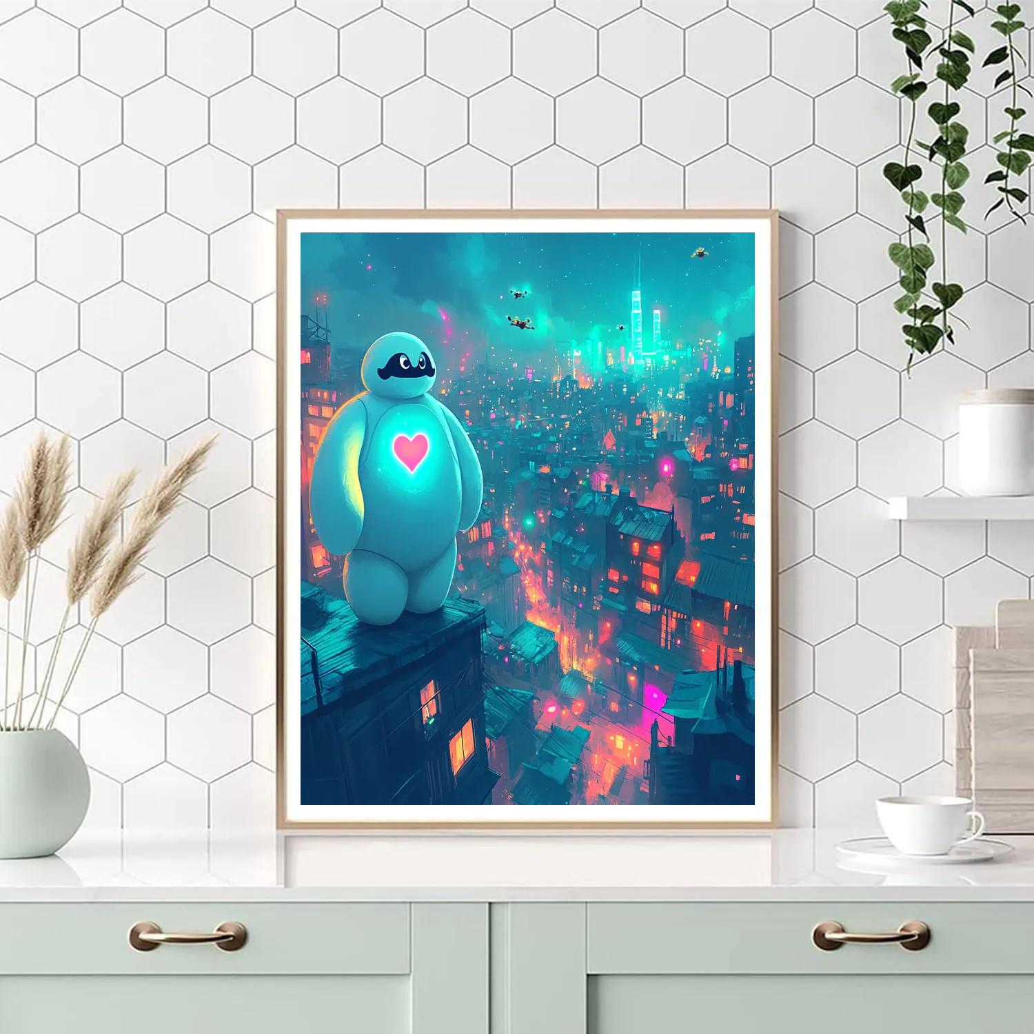 Baymax Neon City Night Patrol Painting by numbers kit