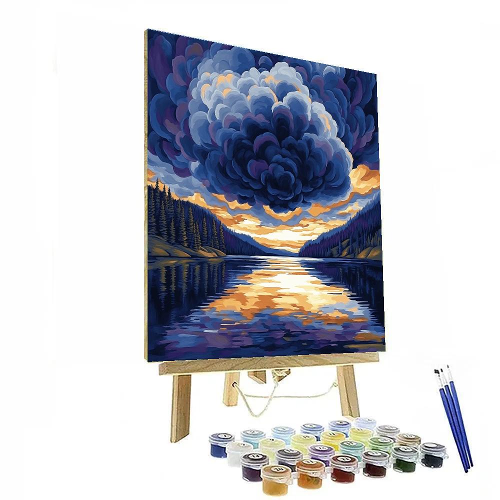 Frederick Varley Inspired Thunderhead Bloom Above Mirror Lake paint by number