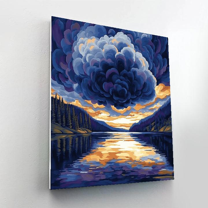 Frederick Varley Inspired Thunderhead Bloom Above Mirror Lake paint by number