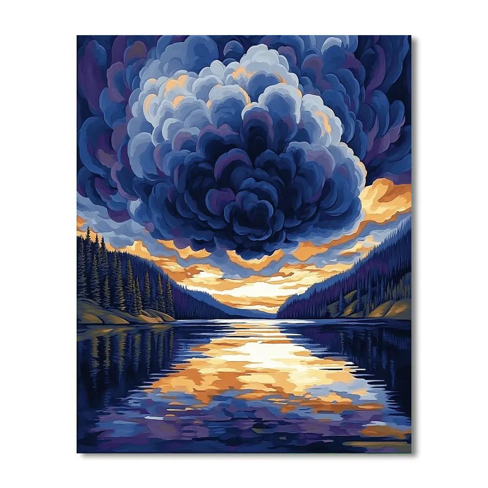 Frederick Varley Inspired Thunderhead Bloom Above Mirror Lake paint by number