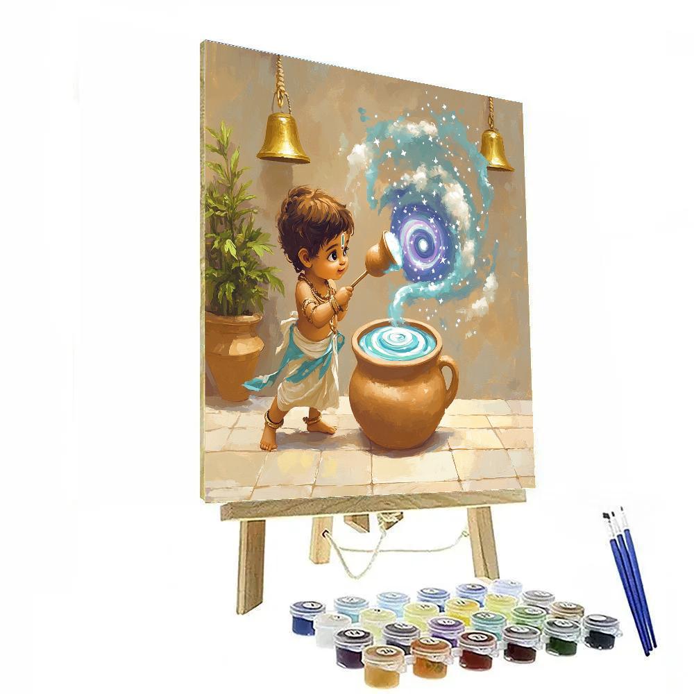 Krishna With The Nebula Butter Pot paint by numbers
