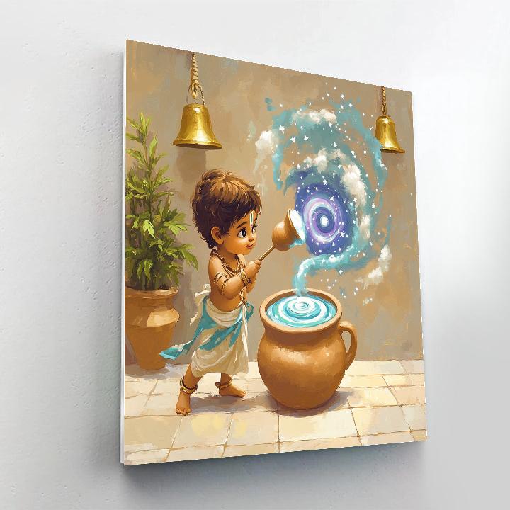 Krishna With The Nebula Butter Pot paint by numbers